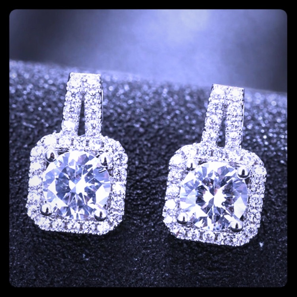 Sterling silver CZ diamond earrings